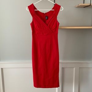 Red midi bodycon cocktail dress